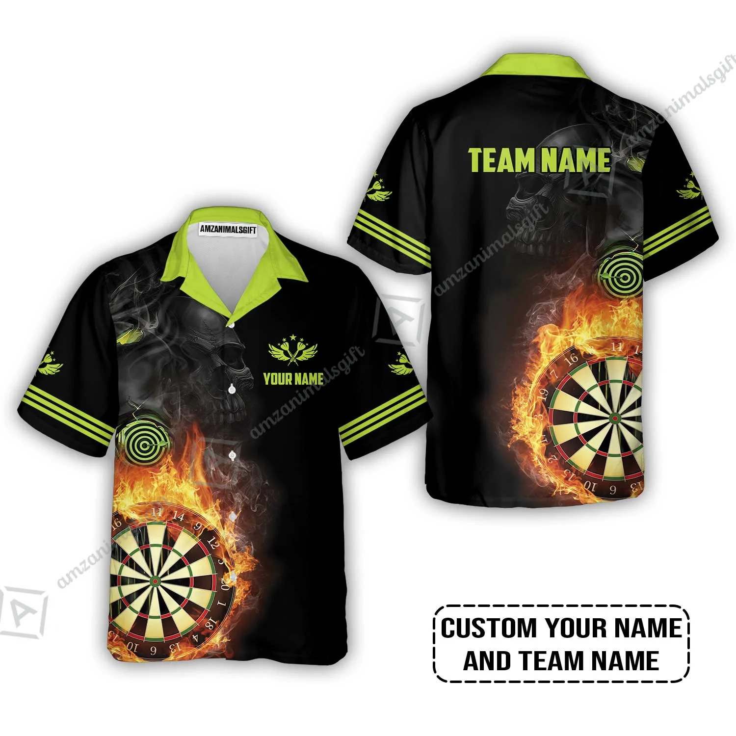 Customized Name & Team Darts Long Polo Shirt, Skull Darts Flame Personalized Darts Long Polo Shirt - Image 7