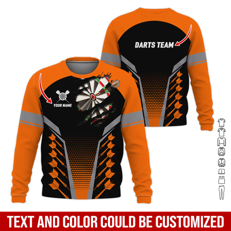 Customized Name & Team Darts Long Sleeved Shirt, Personalized Name Darts Team Uniforms Shirts For Men & Women - Gift For Darts Lovers, Darts Players - Image 6