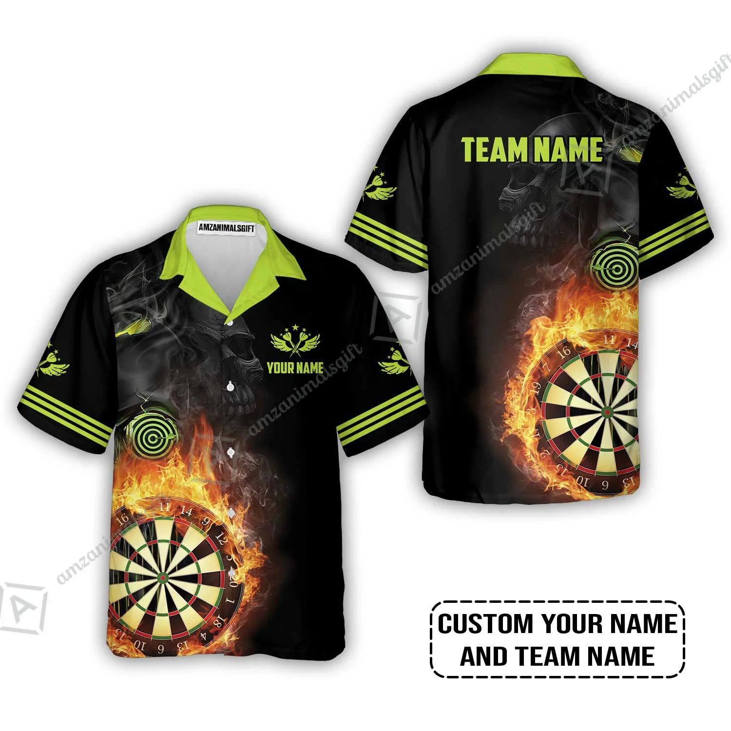 Customized Name & Team Darts Polo Shirt, Skull Darts Flame Personalized Darts Polo Shirt - Image 7