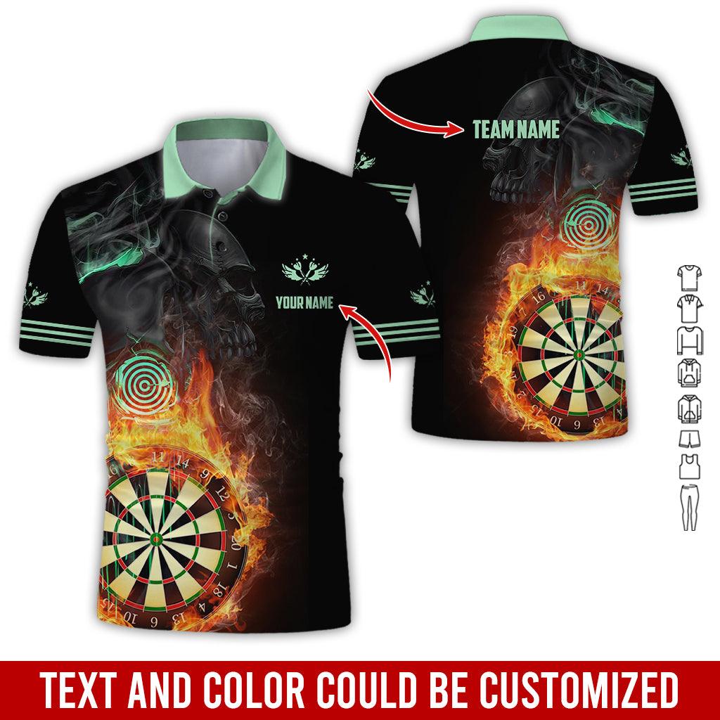 Customized Name & Team Darts Polo Shirt, Skull Darts Flame Personalized Darts Polo Shirt For Men - Perfect Gift For Darts Lovers, Darts Players, Darts Team - Image 3
