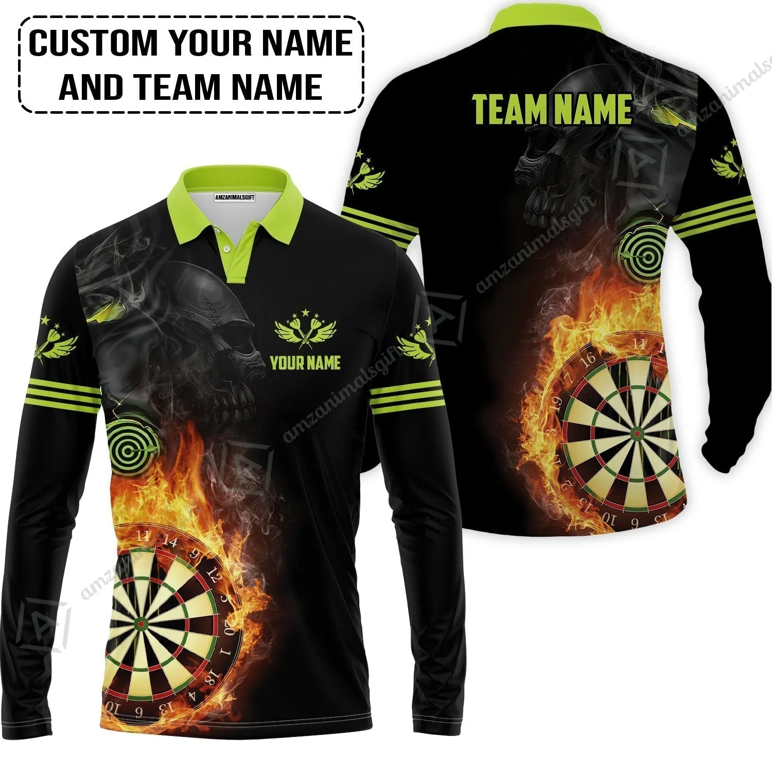 Customized Name & Team Darts T-Shirt, Skull Darts Flame Personalized Darts T-Shirt - Image 7