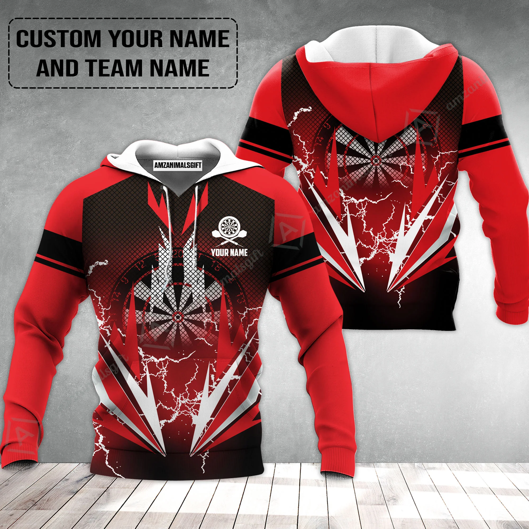 Customized Name & Team Name Darts Hoodie, Thunder Lighting Darts Personalized Darts Hoodie - Image 2