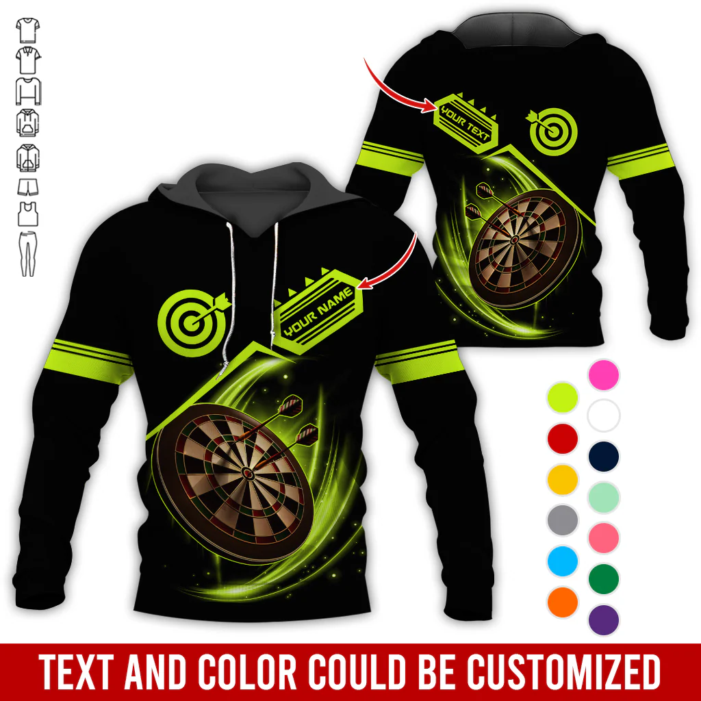 Customized Name & Team Name Darts Premium Hoodie, Darts Pattern Shining Black Hoodie, Perfect Gift For Darts Lovers, Friend, Family - Image 7