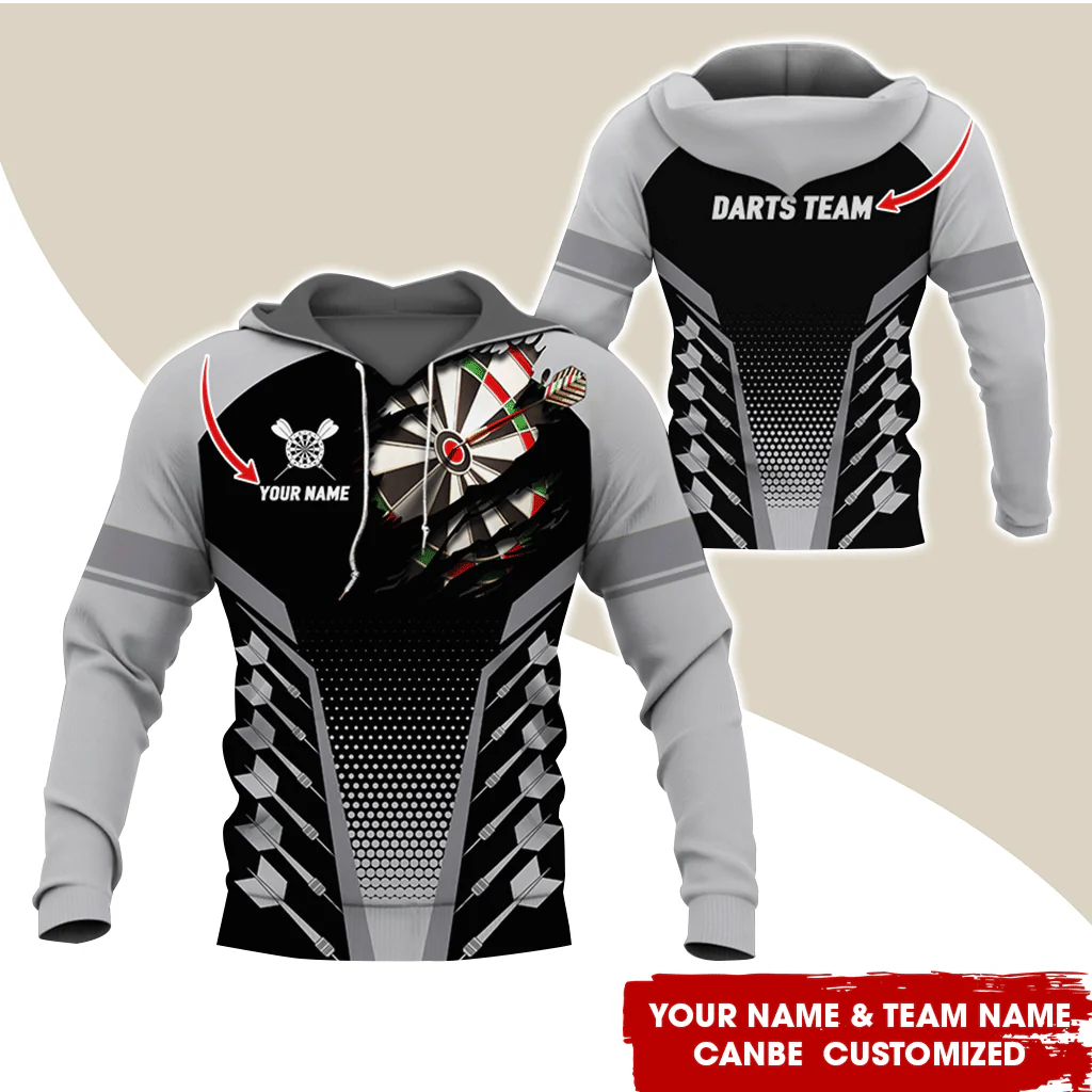 Customized Name & Team Name Darts Premium Hoodie, Spot Darts Pattern Hoodie For Men & Women, Perfect Gift For Darts Lovers, Friend, Family - Image 2
