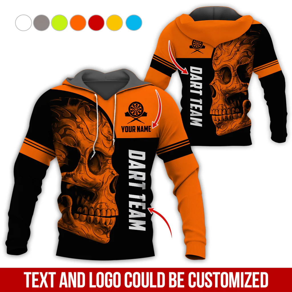 Customized Name & Team Name Darts Skull Premium Hoodie, I Like Darts Hoodie, Perfect Gift For Darts Lovers, Darts Player - Image 4