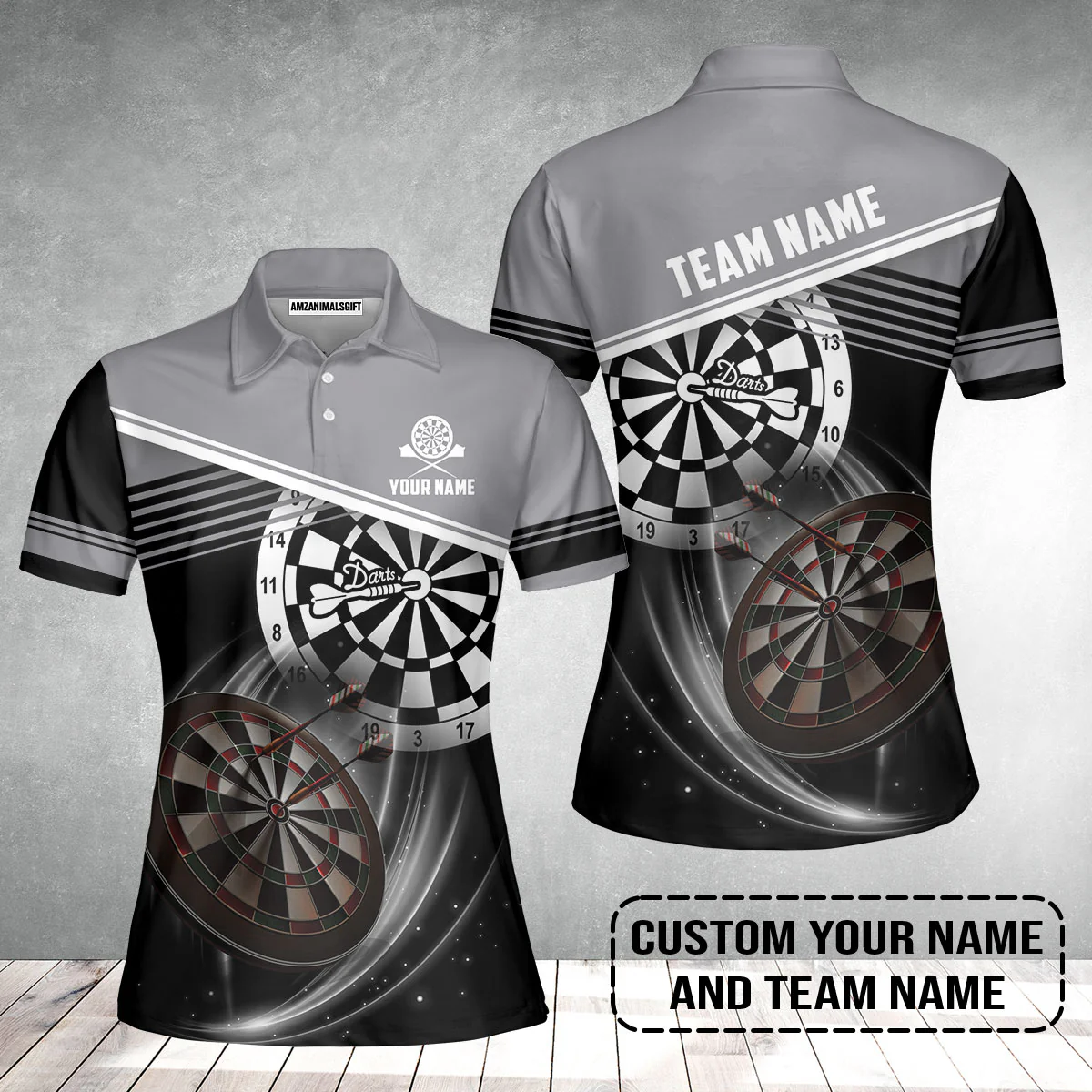 Customized Name & Team Name Darts Women Polo Shirt, Personalized Name Color Darts Women Polo Shirt - Perfect Gift For Darts Lovers - Image 2