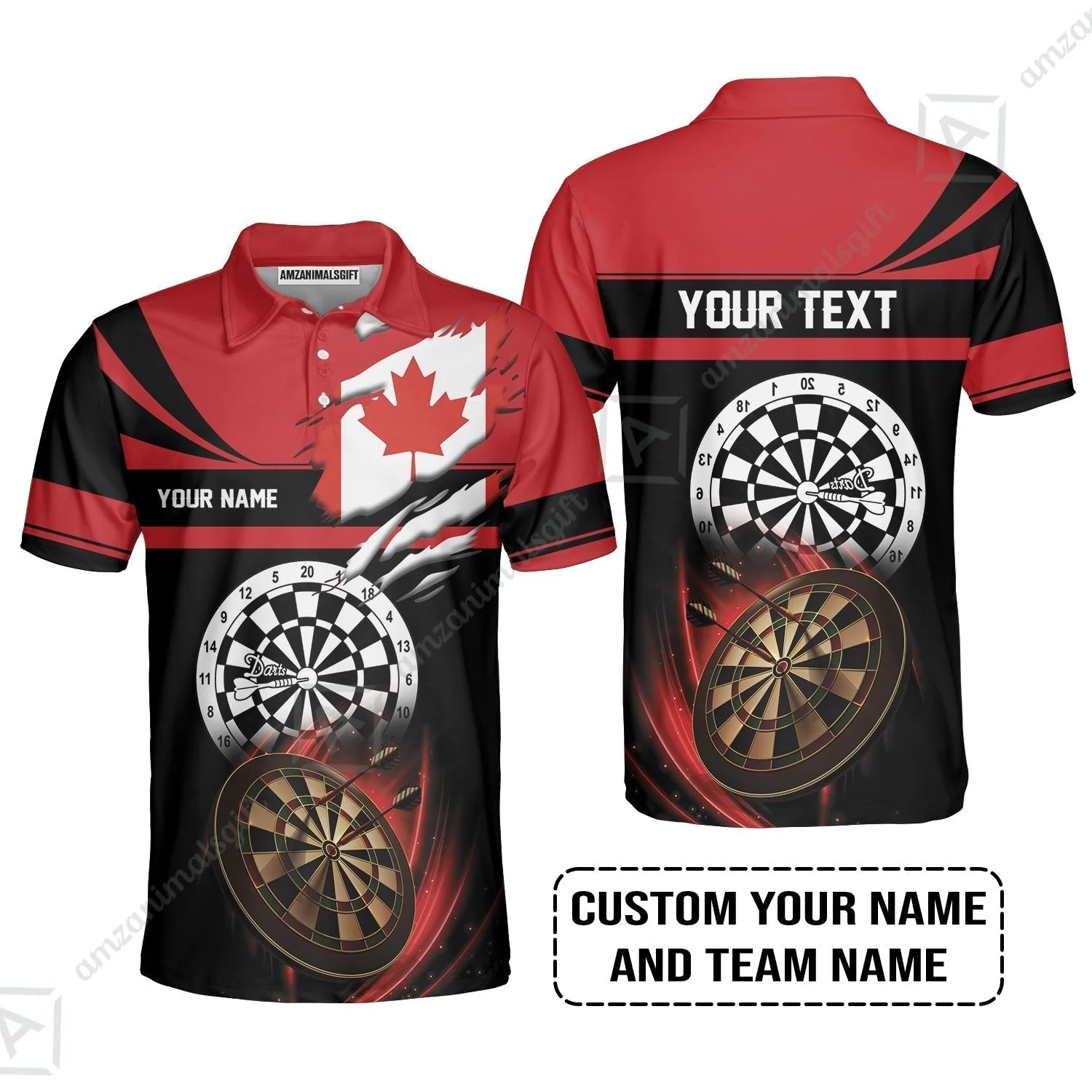 Customized Name & Text Darts Hawaiian Shirt, Canada Flag Personalized Name Darts Hawaiian Shirt - Image 7