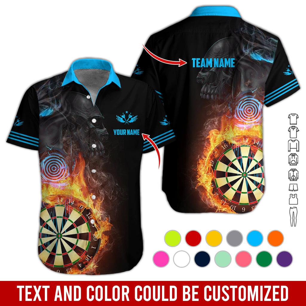 Customized Name & Text Darts Hawaiian Shirt, Dartboard Flame Personalized Darts And Skull Hawaiian Shirts - Gift For Darts Lovers, Darts Players Uniforms - Image 6