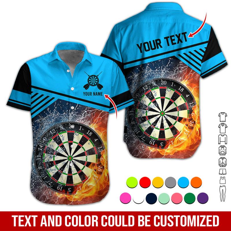 Customized Name & Text Darts Hawaiian Shirt, Dartboard In Water & Fire Personalized Darts Hawaiian Shirts - Gift For Darts Lovers, Darts Players Uniforms - Image 2
