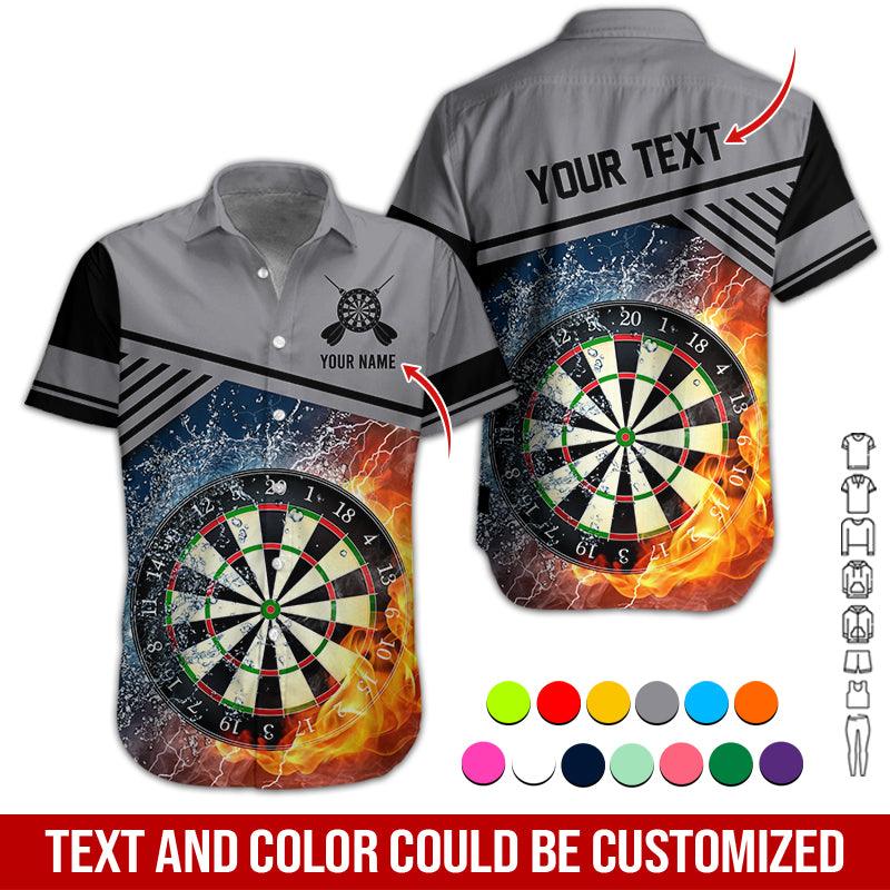 Customized Name & Text Darts Hawaiian Shirt, Dartboard In Water & Fire Personalized Darts Hawaiian Shirts - Gift For Darts Lovers, Darts Players Uniforms - Image 3