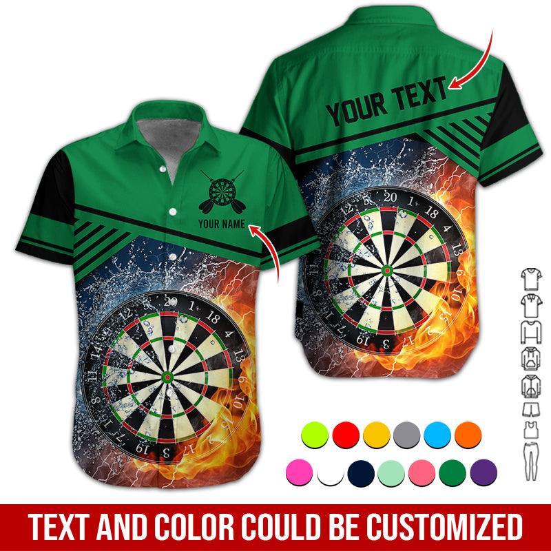 Customized Name & Text Darts Hawaiian Shirt, Dartboard In Water & Fire Personalized Darts Hawaiian Shirts - Gift For Darts Lovers, Darts Players Uniforms - Image 4