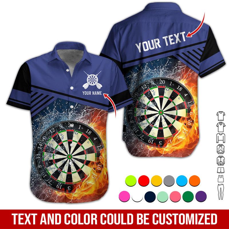 Customized Name & Text Darts Hawaiian Shirt, Dartboard In Water & Fire Personalized Darts Hawaiian Shirts - Gift For Darts Lovers, Darts Players Uniforms - Image 5