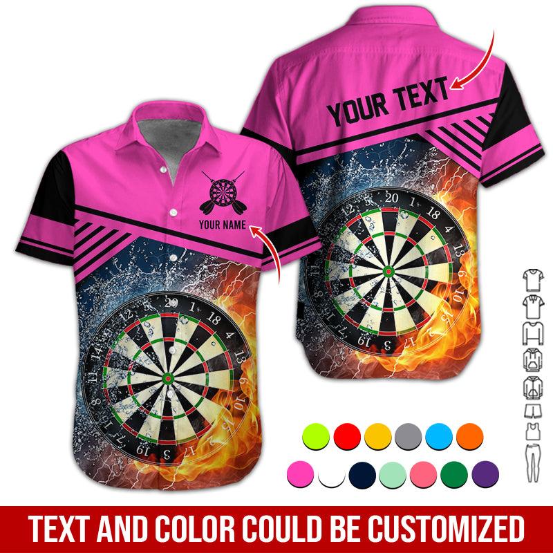 Customized Name & Text Darts Hawaiian Shirt, Dartboard In Water & Fire Personalized Darts Hawaiian Shirts - Gift For Darts Lovers, Darts Players Uniforms - Image 6