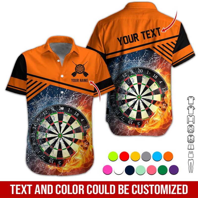 Customized Name & Text Darts Hawaiian Shirt, Dartboard In Water & Fire Personalized Darts Hawaiian Shirts - Gift For Darts Lovers, Darts Players Uniforms - Image 7