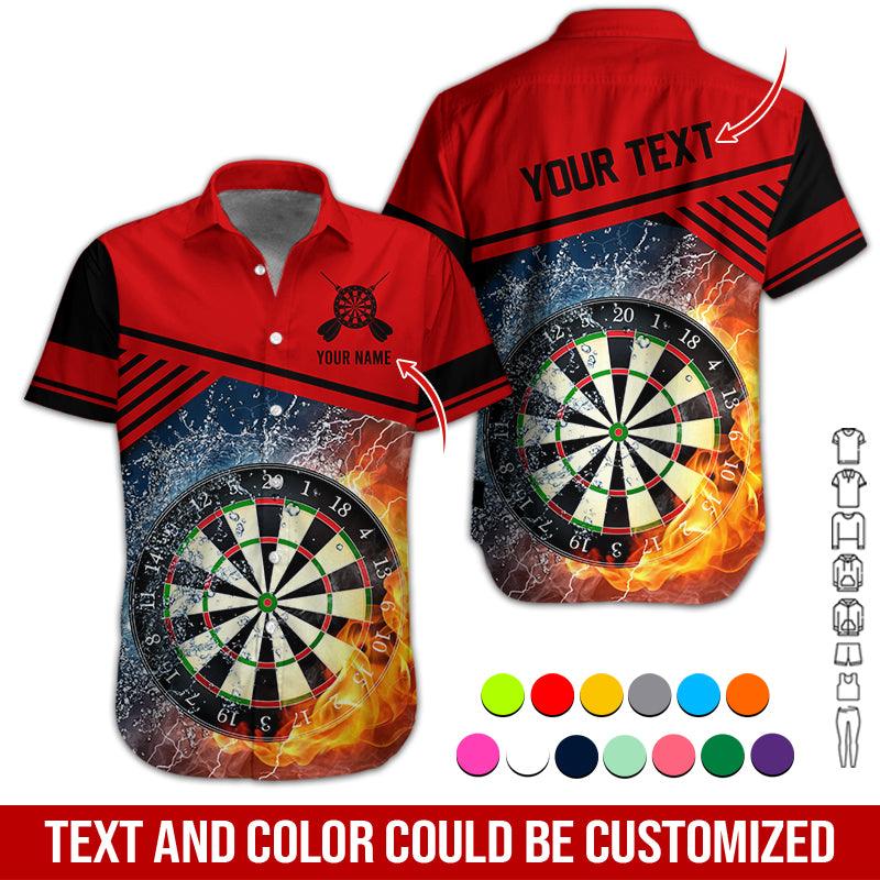 Customized Name & Text Darts Hawaiian Shirt, Dartboard In Water & Fire Personalized Darts Hawaiian Shirts - Gift For Darts Lovers, Darts Players Uniforms - Image 9