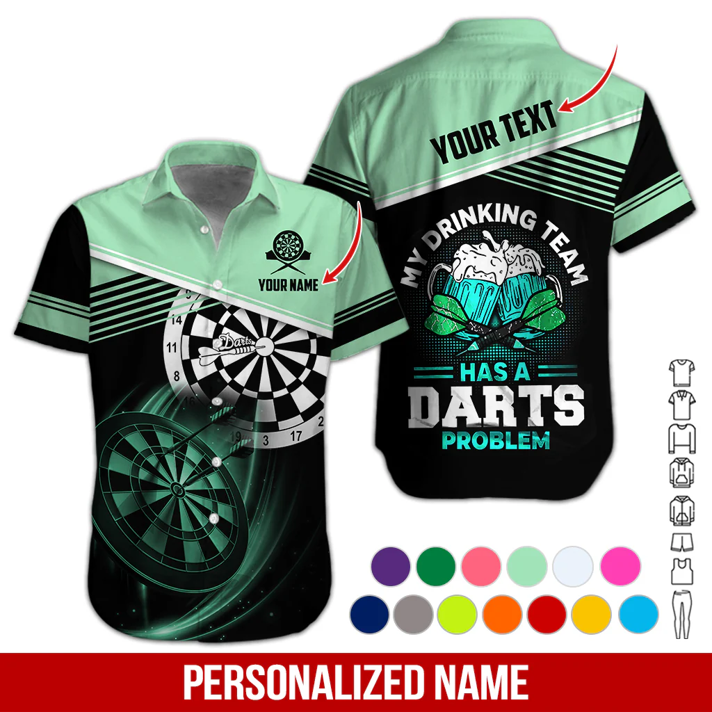 Customized Name & Text Darts Beer Hawaiian Shirt, Darts Player Shirts My Drinking Team Has A Darts Problem, Outfit For Darts Players Uniforms - Image 10