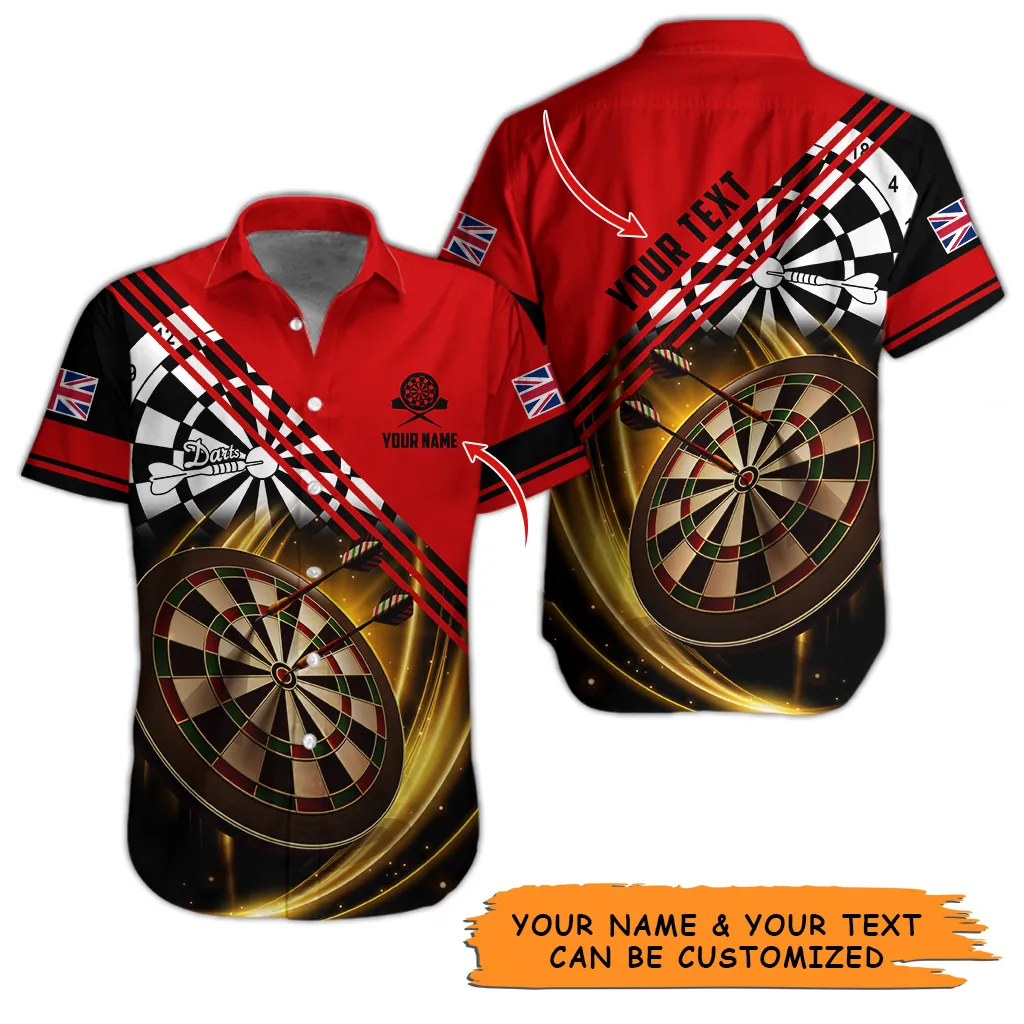 Customized Name & Text Darts Hawaiian Shirt, Personalized Dart Hawaiian Shirts For Summer - Gift For Darts Lovers, Darts Players Uniforms