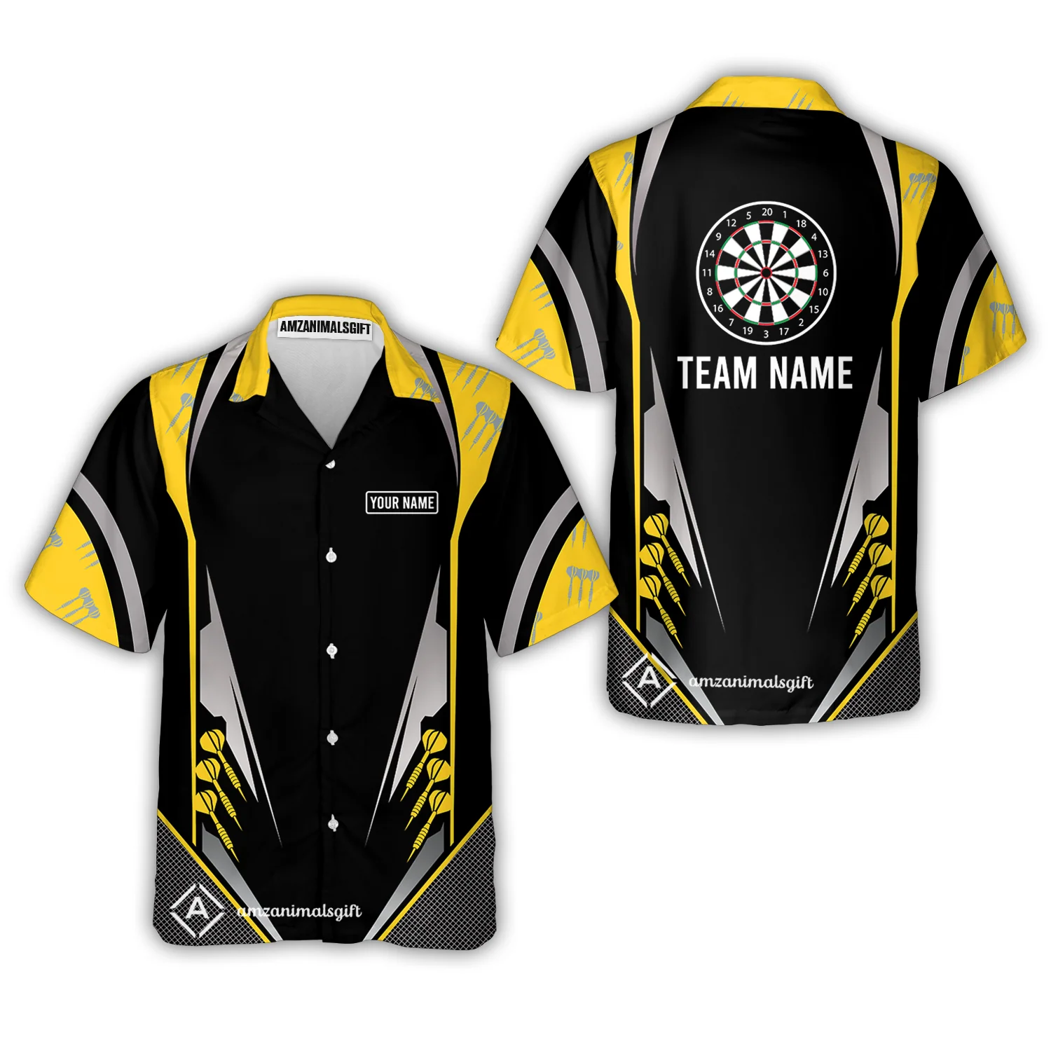 Customized Name & Text Darts Hawaiian Shirt, Personalized Darts Team Hawaiian Shirts For Summer - Gift For Darts Lovers, Darts Players Uniforms - Image 3
