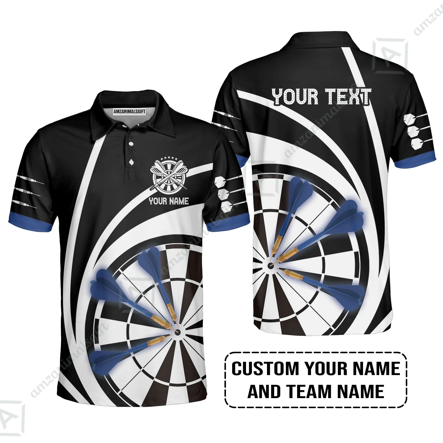 Customized Name & Text Darts Hawaiian Shirt, Personalized Name Blue Dark Darts Team Hawaiian Shirt - Image 7