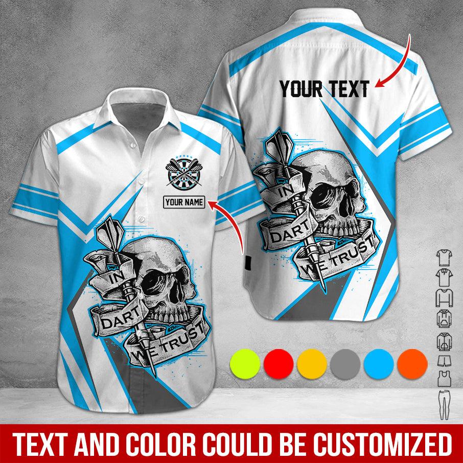 Customized Name & Text Darts Hawaiian Shirt, Skull In Dart Personalized Darts Hawaiian Shirts - Gift For Darts Lovers, Darts Players Uniforms - Image 3