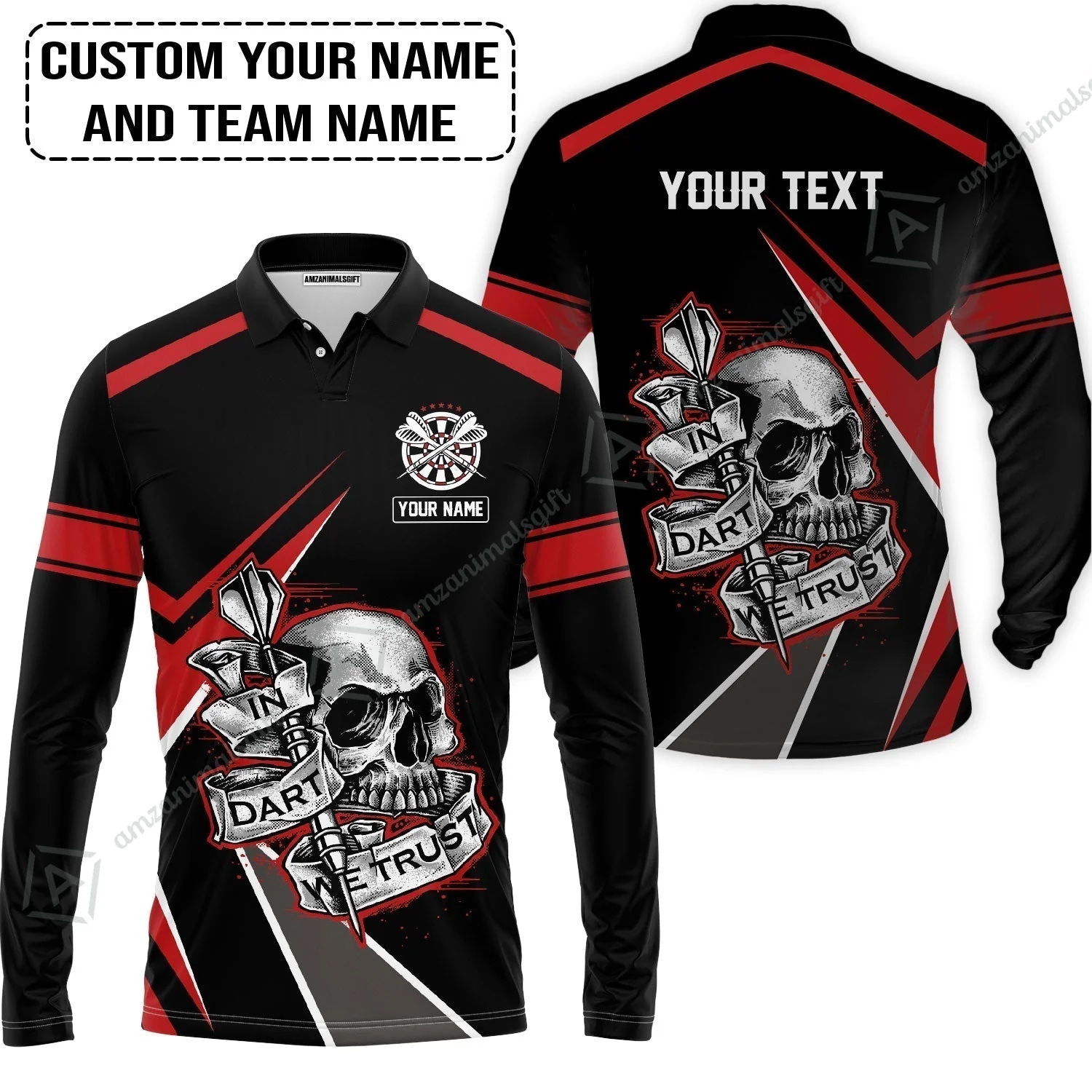 Customized Name & Text Darts Hawaiian Shirt, Skull In Darts We Trust Personalized Darts Hawaiian Shirt - Image 6