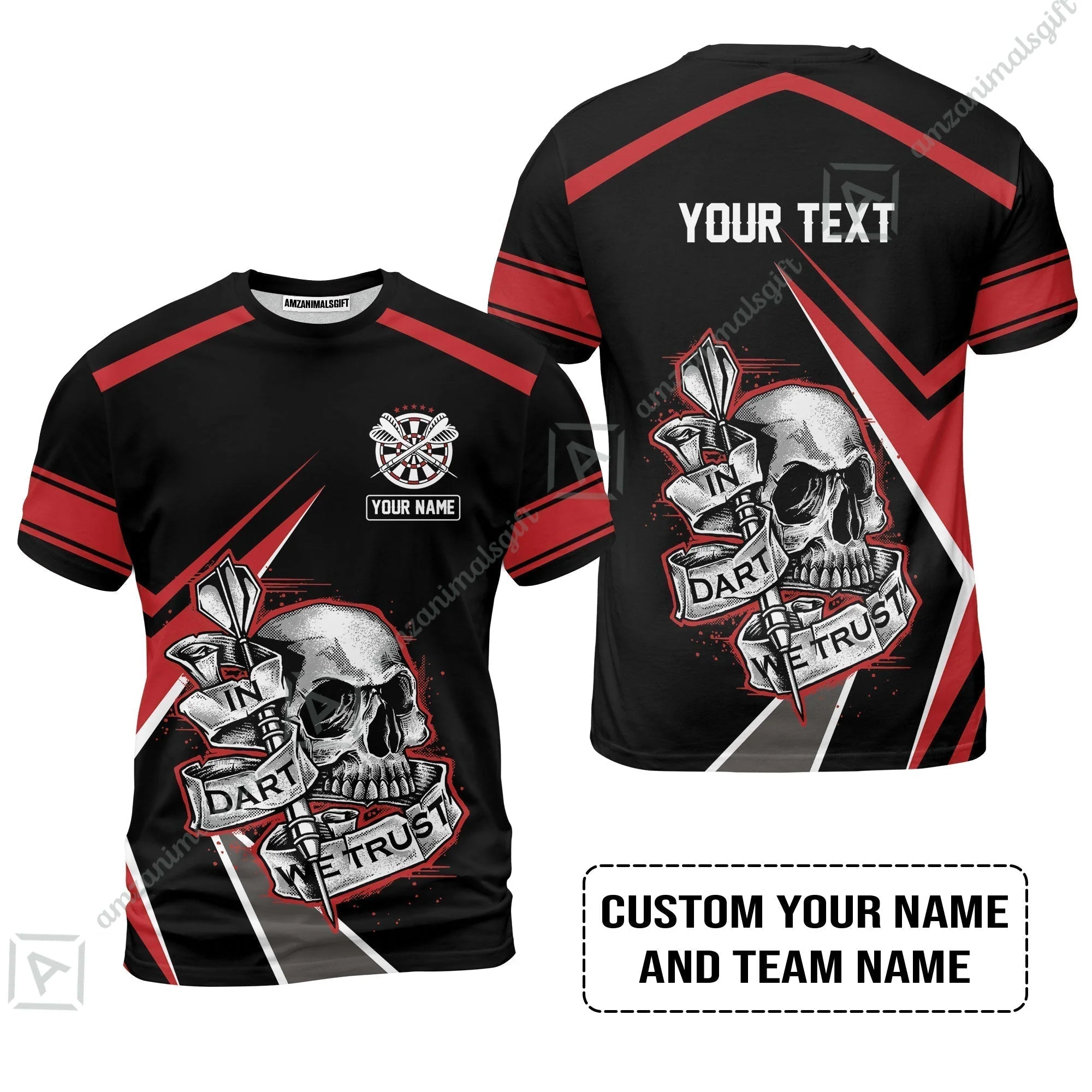 Customized Name & Text Darts Hawaiian Shirt, Skull In Darts We Trust Personalized Darts Hawaiian Shirt - Image 8