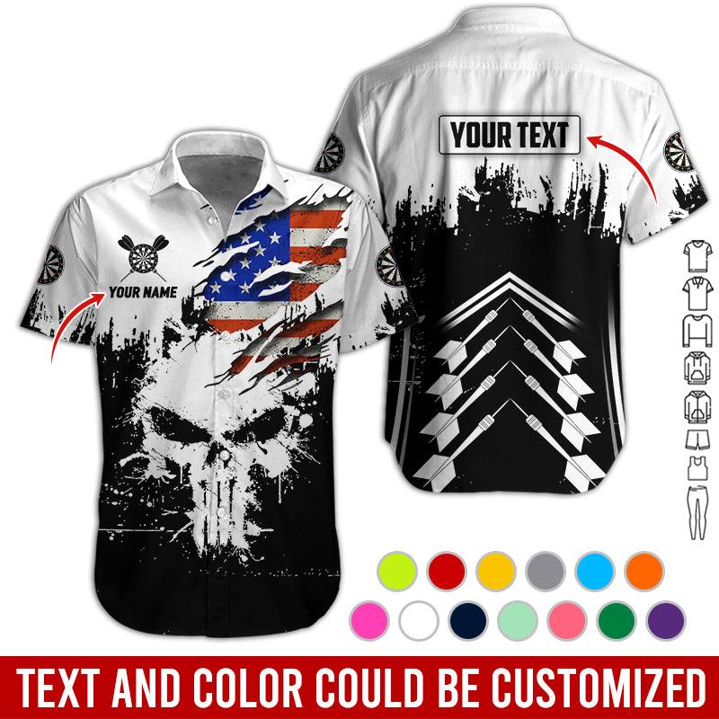 Customized Name & Text Darts Hawaiian Shirts, American Flag Personalized Name Darts Uniforms Aloha Shirt - Gift For Darts Lovers, Darts Players - Image 2