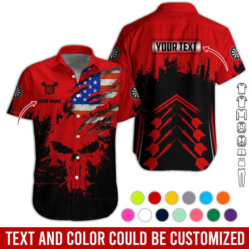 Customized Name & Text Darts Hawaiian Shirts, American Flag Personalized Name Darts Uniforms Aloha Shirt - Gift For Darts Lovers, Darts Players - Image 3