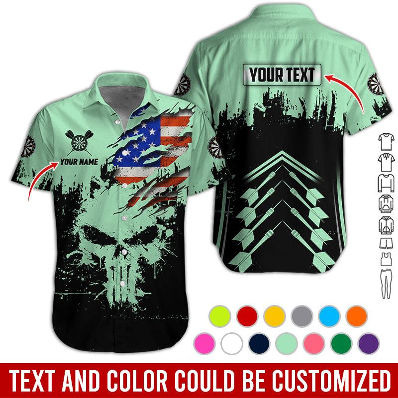 Customized Name & Text Darts Hawaiian Shirts, American Flag Personalized Name Darts Uniforms Aloha Shirt - Gift For Darts Lovers, Darts Players - Image 4