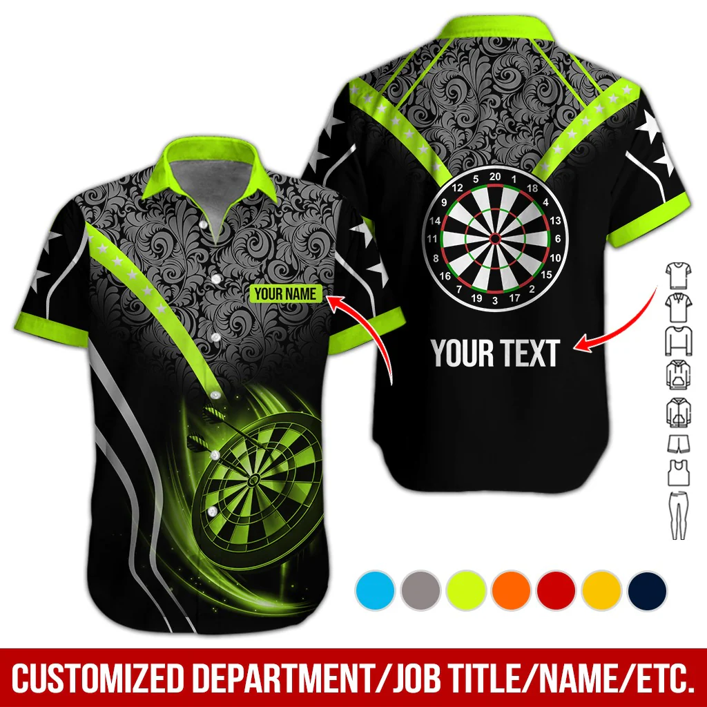 Customized Name & Text Darts Hawaiian Shirts, Personalized Name Darts Team Uniforms Aloha Shirt For Men & Women - Gift For Darts Lovers, Darts Players