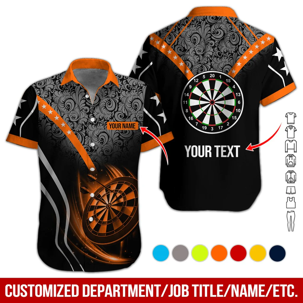 Customized Name & Text Darts Hawaiian Shirts, Personalized Name Darts Team Uniforms Aloha Shirt For Men & Women - Gift For Darts Lovers, Darts Players - Image 3