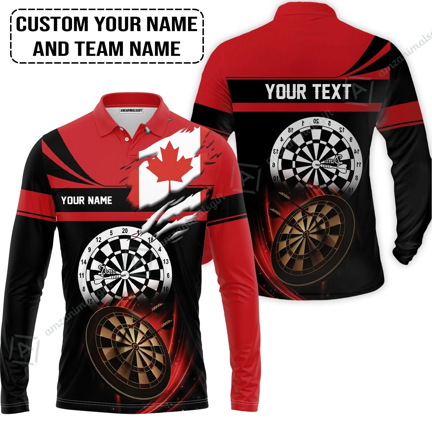 Customized Name & Text Darts Hoodie, Canada Flag Personalized Name Darts Hoodie - Image 4