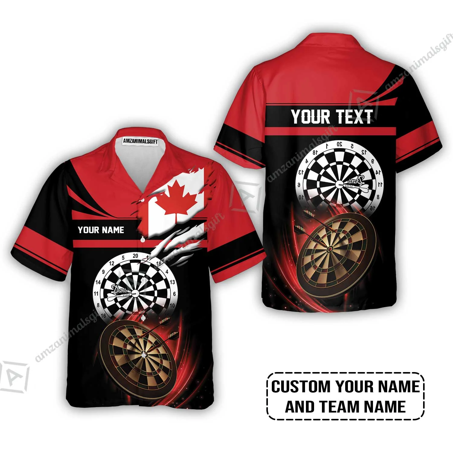 Customized Name & Text Darts Hoodie, Canada Flag Personalized Name Darts Hoodie - Image 7