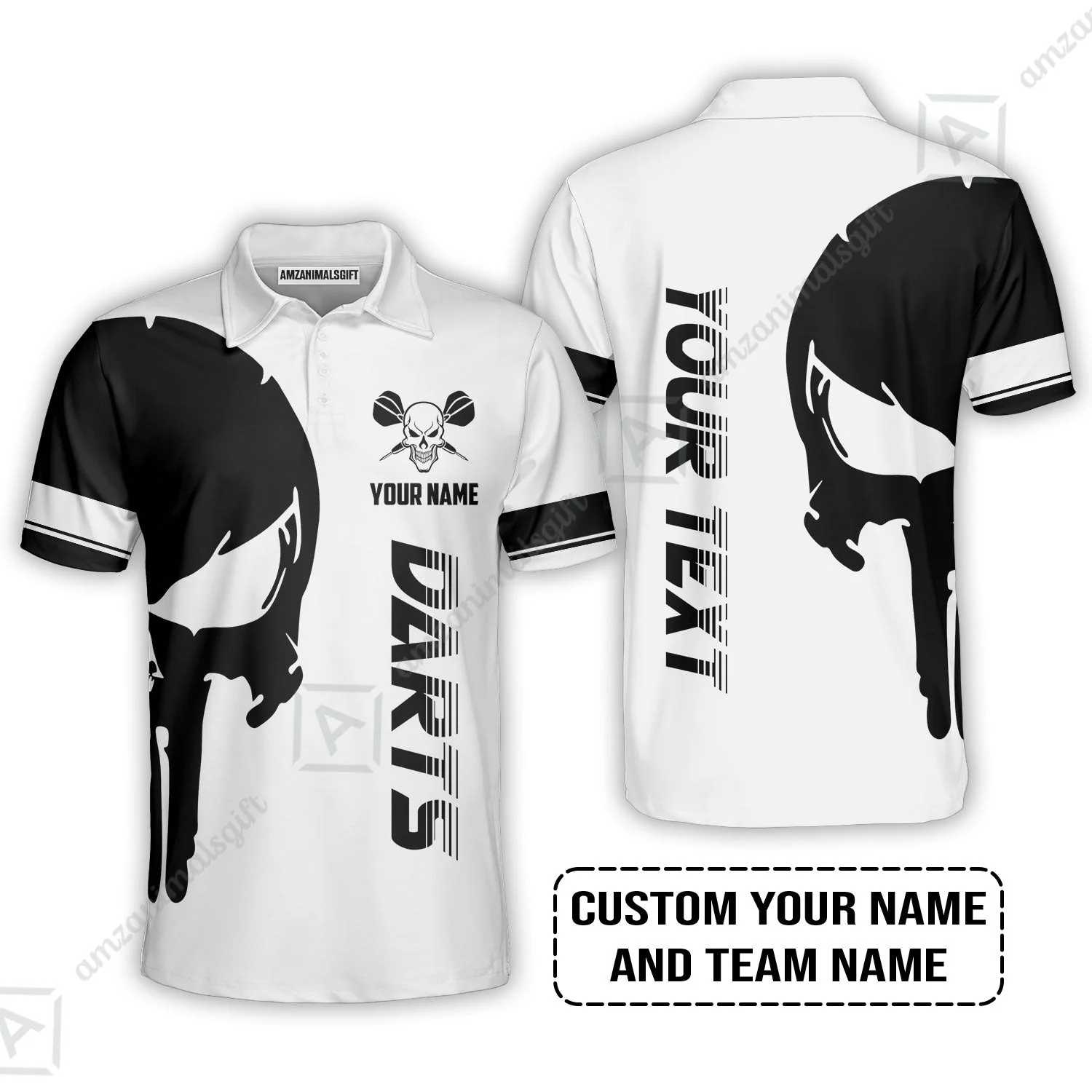 Customized Name & Text Darts Hoodie, Darts Skull Personalized Name Darts Hoodie - Image 5