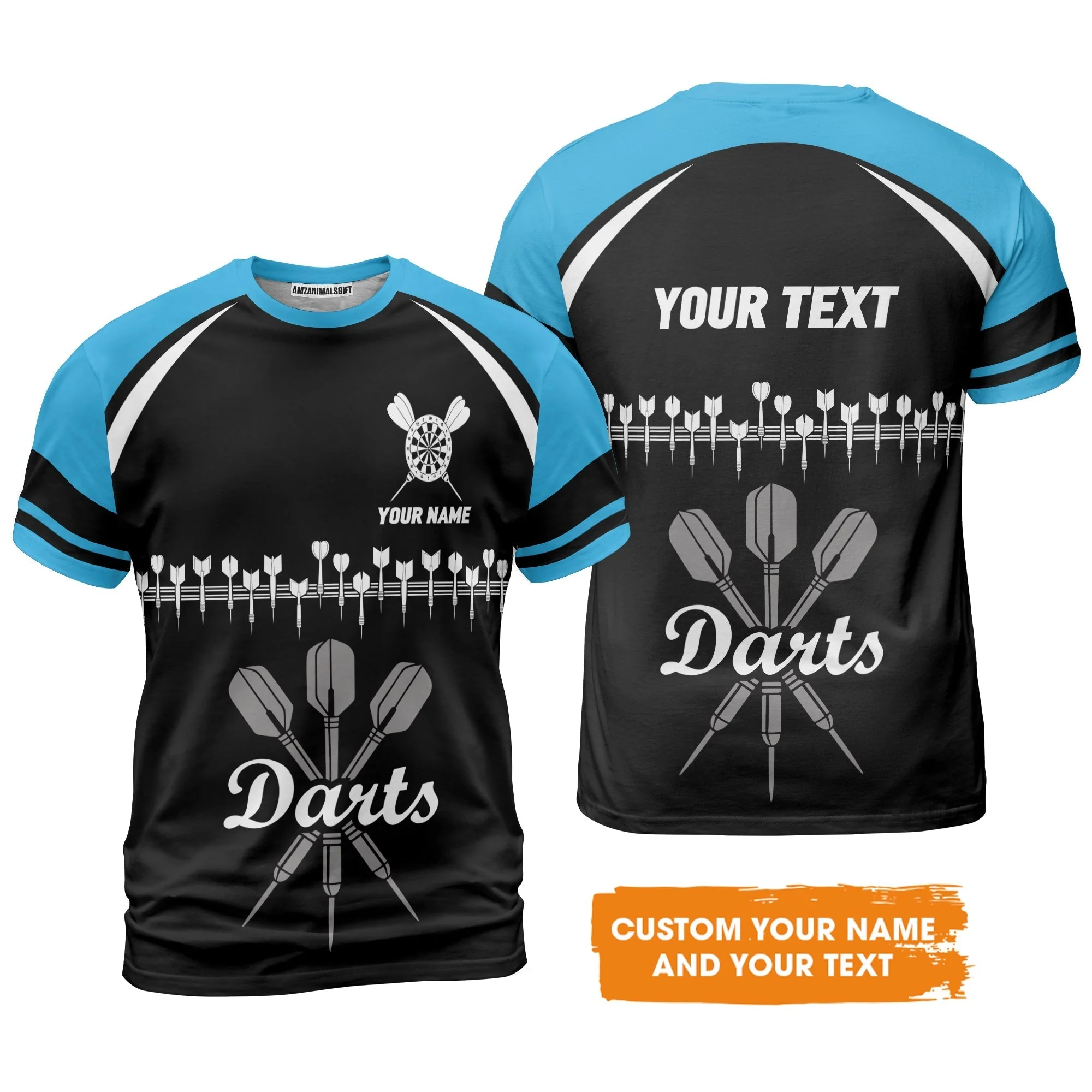 Customized Name & Text Darts Hoodie, Personalized Darts Team Blue Hoodie - Perfect Gift For Darts Lovers - Image 3