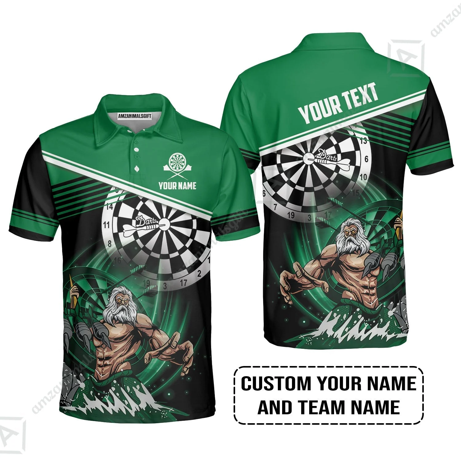 Customized Name & Text Darts Hoodie, Personalized Name Poseidon Darts Hoodie - Image 5