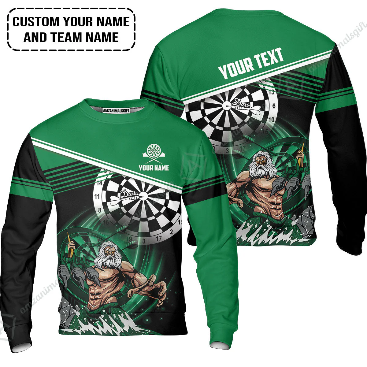 Customized Name & Text Darts Hoodie, Personalized Name Poseidon Darts Hoodie - Image 6
