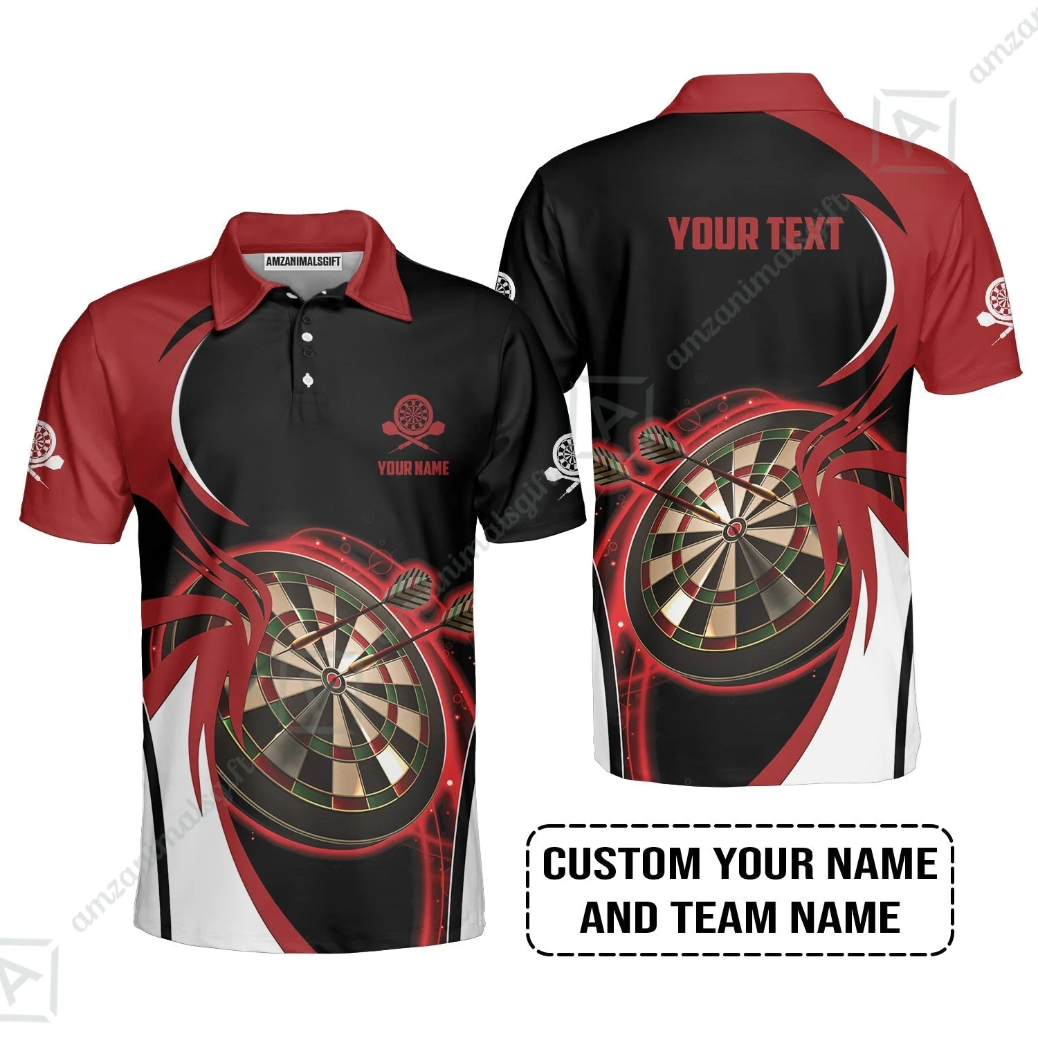 Customized Name & Text Darts Hoodie, Personalized Red Darts Uniforms Hoodie - Image 5