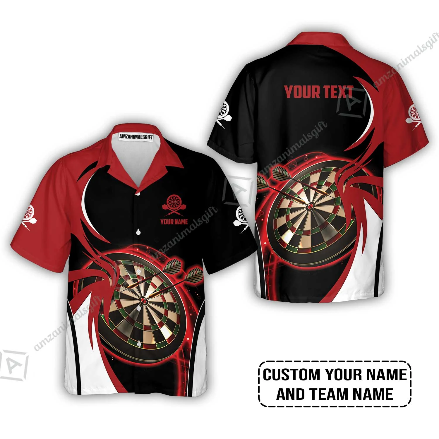 Customized Name & Text Darts Hoodie, Personalized Red Darts Uniforms Hoodie - Image 7