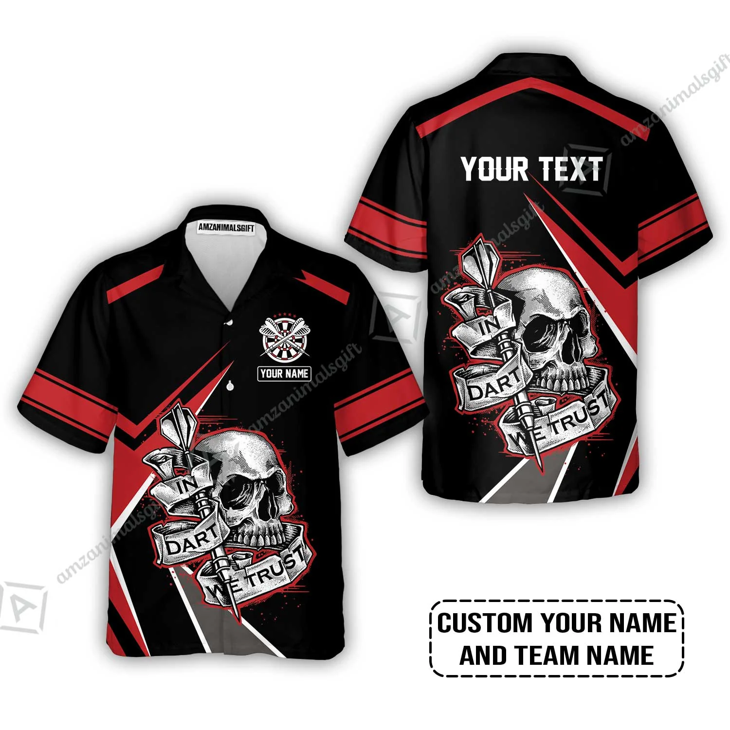 Customized Name & Text Darts Hoodie, Skull In Darts We Trust Personalized Darts Hoodie - Image 7