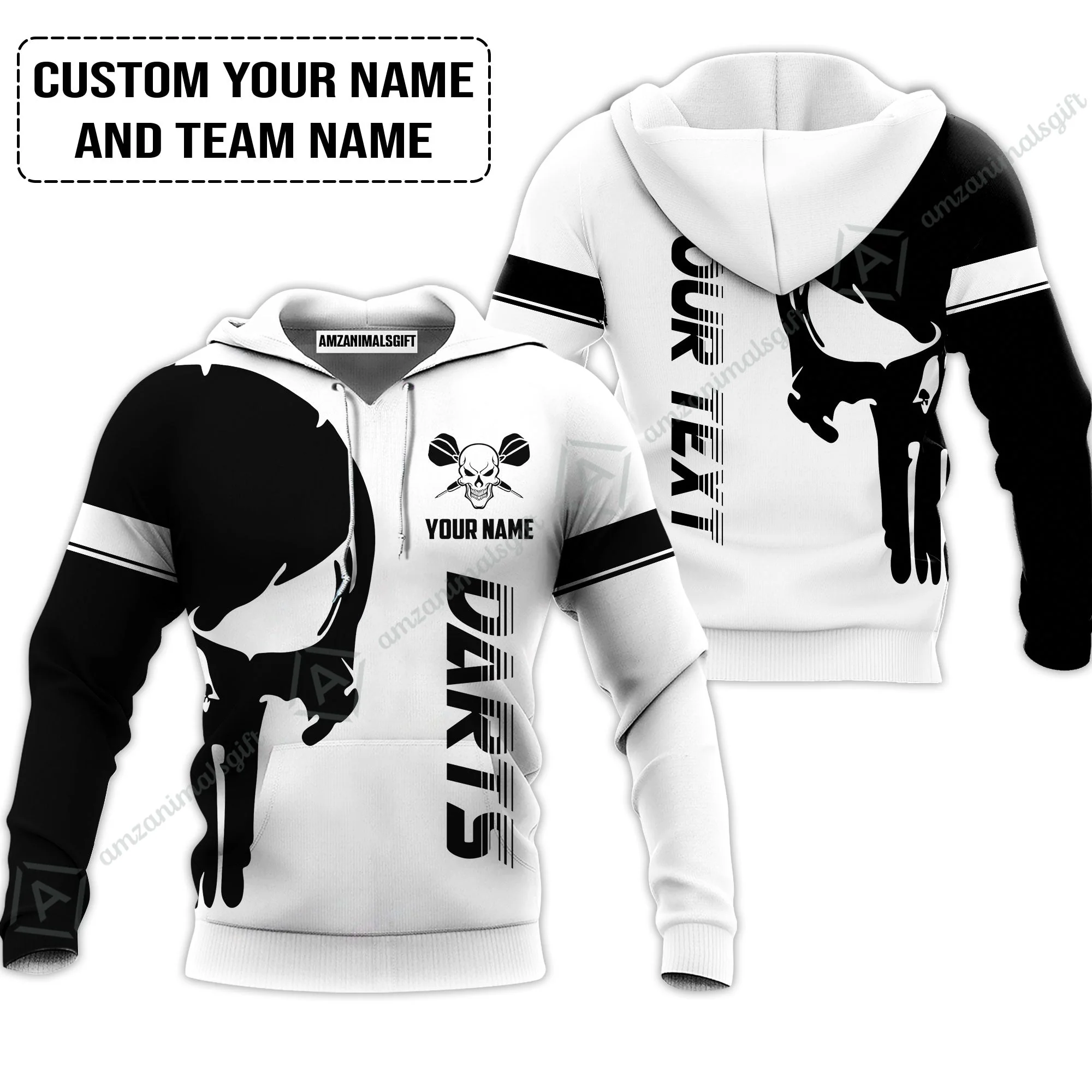 Customized Name & Text Darts Long Polo Shirt, Darts Skull Personalized Name Darts Long Polo Shirt - Image 5