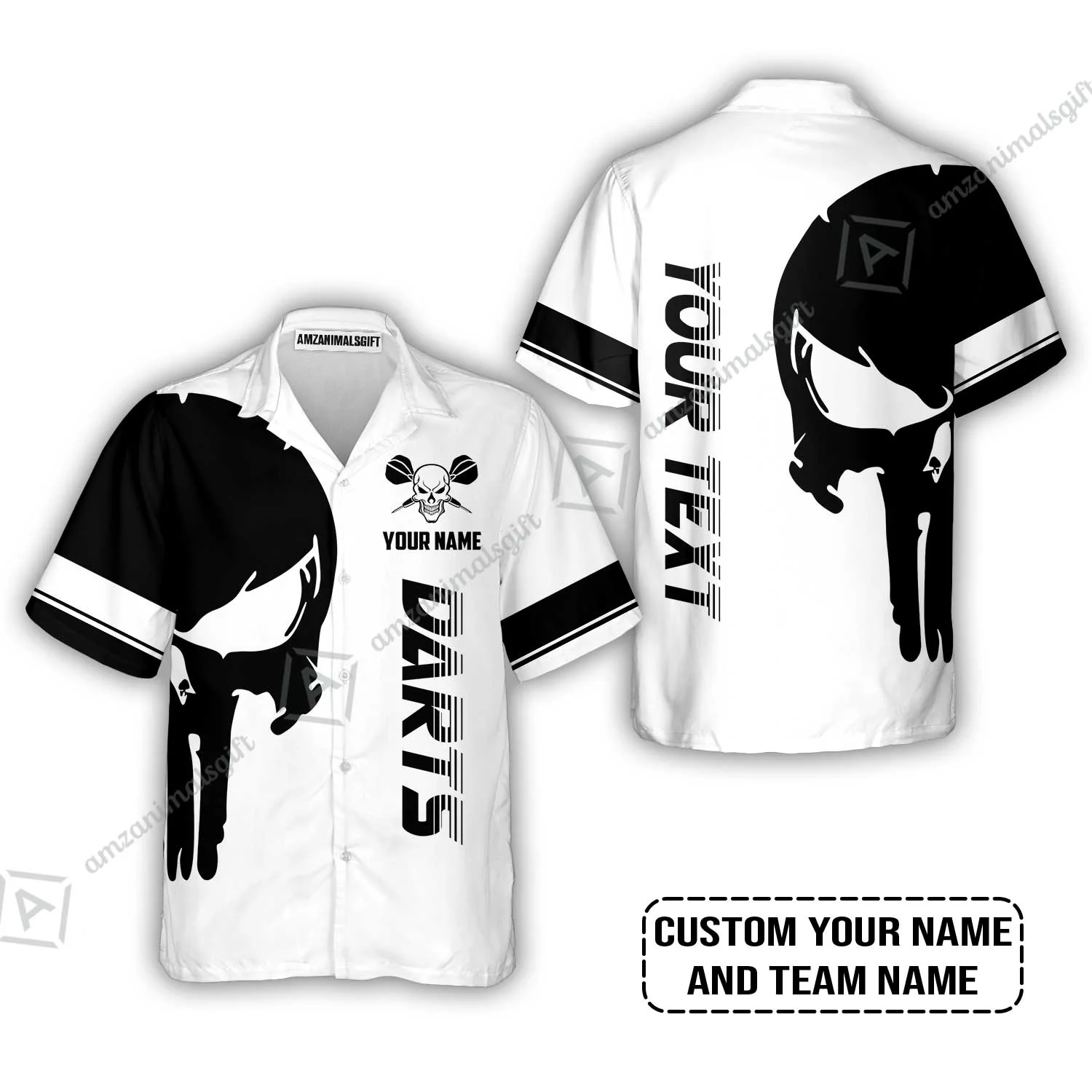 Customized Name & Text Darts Long Polo Shirt, Darts Skull Personalized Name Darts Long Polo Shirt - Image 7