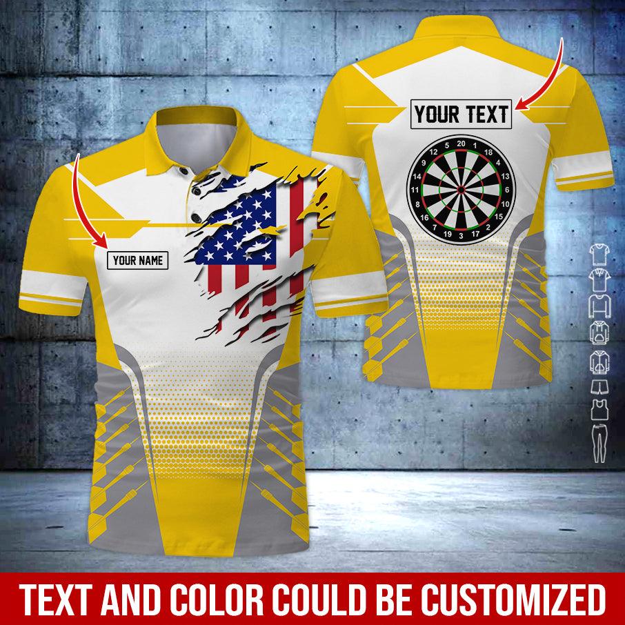 Customized Name & Text Darts Polo Shirt, American Flag Darts Personalized Name Polo Shirt For Men - Perfect Gift For Darts Lovers, Darts Players - Image 6