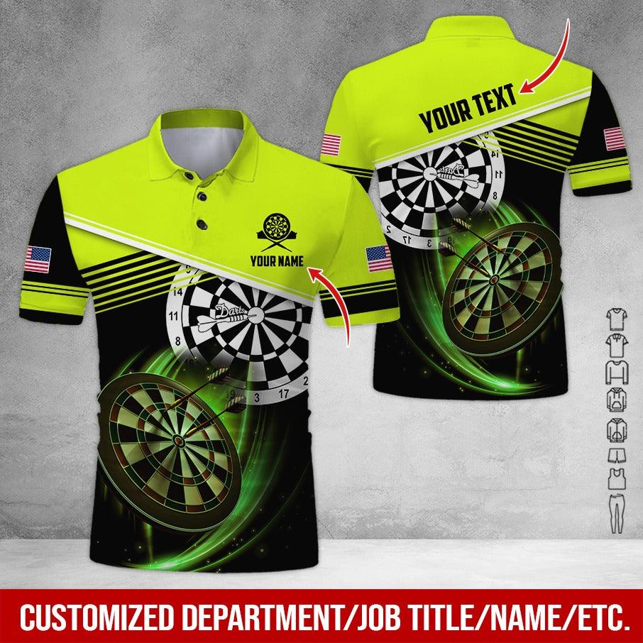 Customized Name & Text Darts Polo Shirt, American Flag Logo Personalized Name Darts Polo Shirt For Men - Perfect Gift For Darts Lovers, Darts Players - Image 3