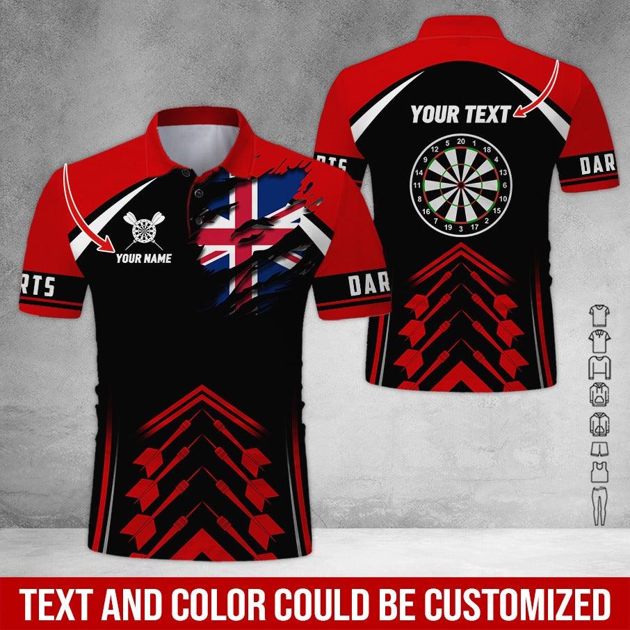Customized Name & Text Darts Polo Shirt, Australian Flag Personalized Name Darts Team Polo Shirt For Men - Perfect Gift For Darts Lovers, Darts Players - Image 3