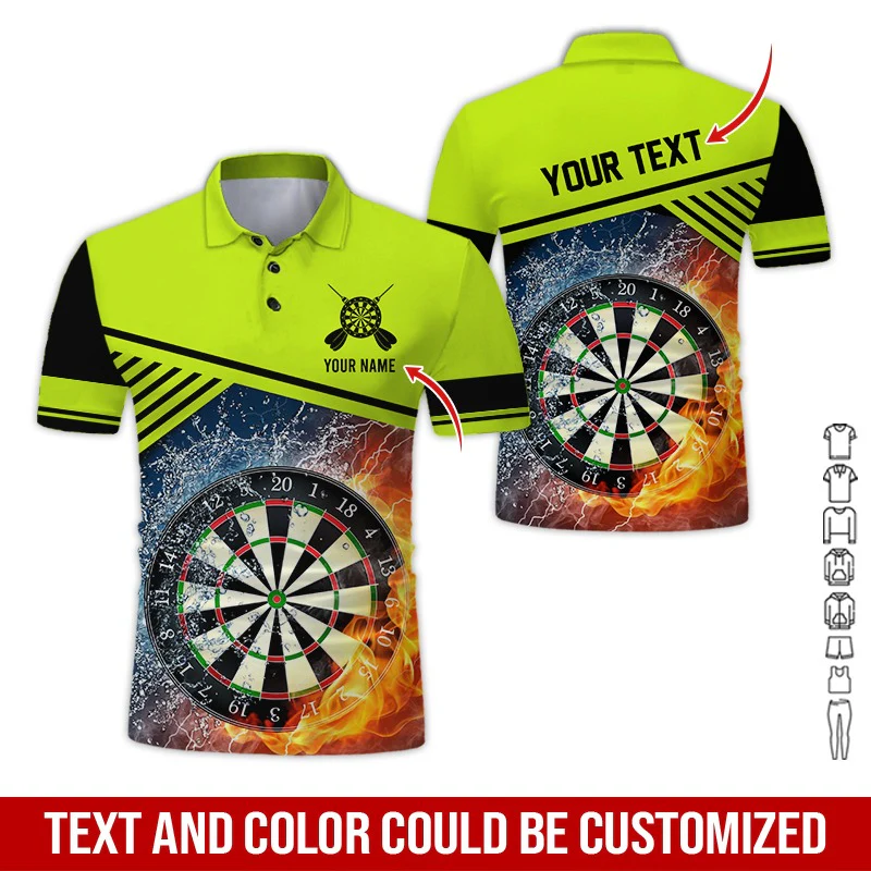 Customized Name & Text Darts Polo Shirt, Dartboard In Water And Fire Personalized Polo Shirt For Men - Perfect Gift For Darts Lovers, Darts Players - Image 10