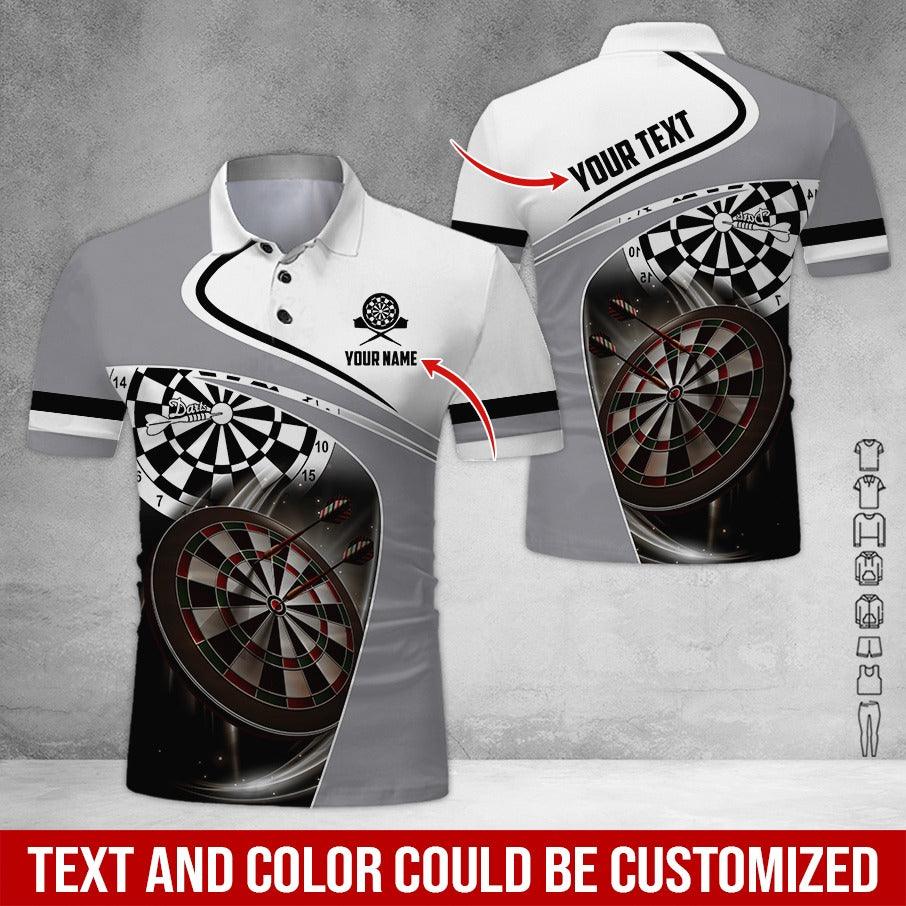 Customized Name & Text Darts Polo Shirt, Dartboard Lighting Personalized Name Darts Polo Shirt For Men - Perfect Gift For Darts Lovers, Darts Players - Image 4