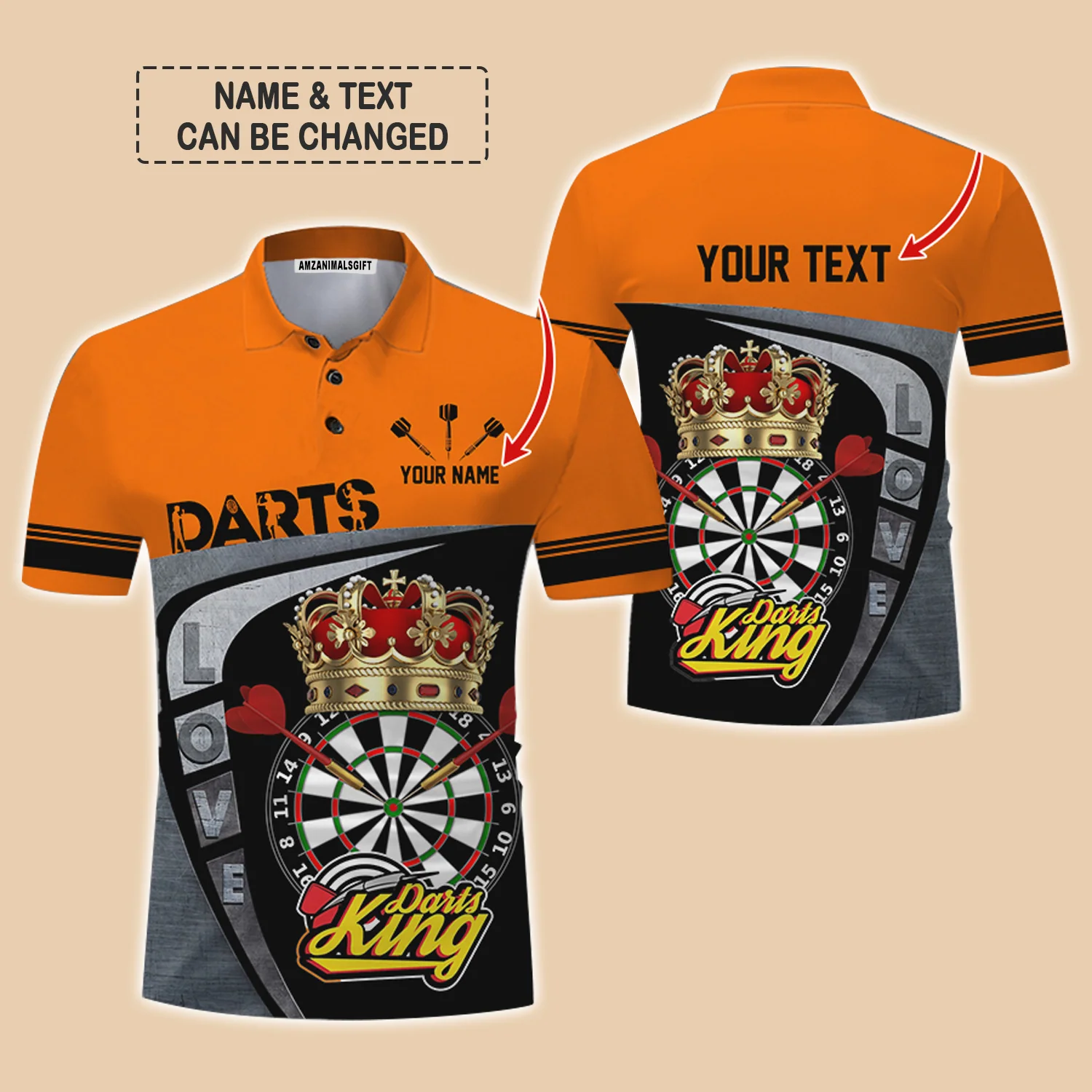 Customized Name & Text Darts Polo Shirt, Darts King Personalized Name Darts Uniforms Polo Shirt For Men - Perfect Gift For Darts Lovers, Darts Players - Image 10