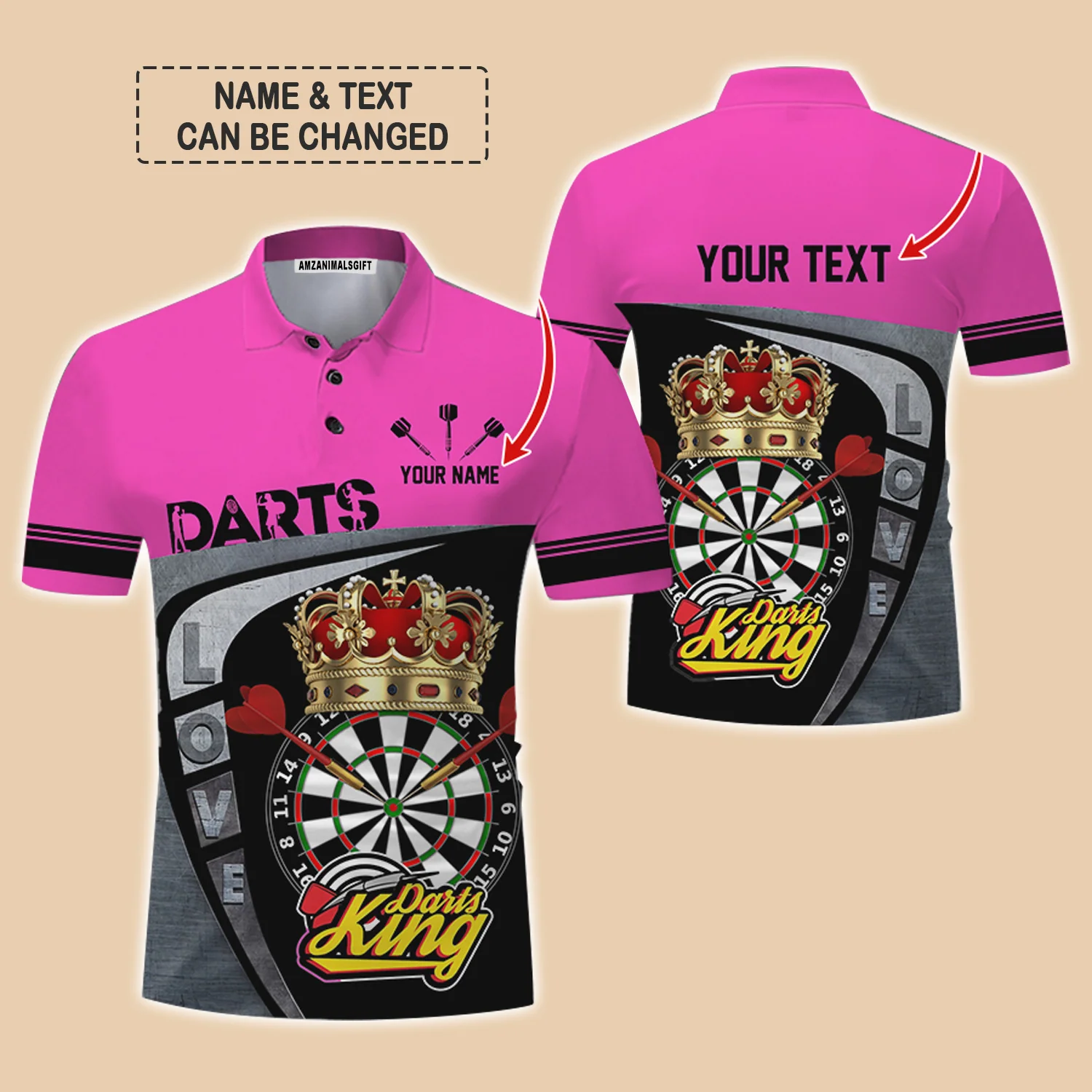Customized Name & Text Darts Polo Shirt, Darts King Personalized Name Darts Uniforms Polo Shirt For Men - Perfect Gift For Darts Lovers, Darts Players - Image 9