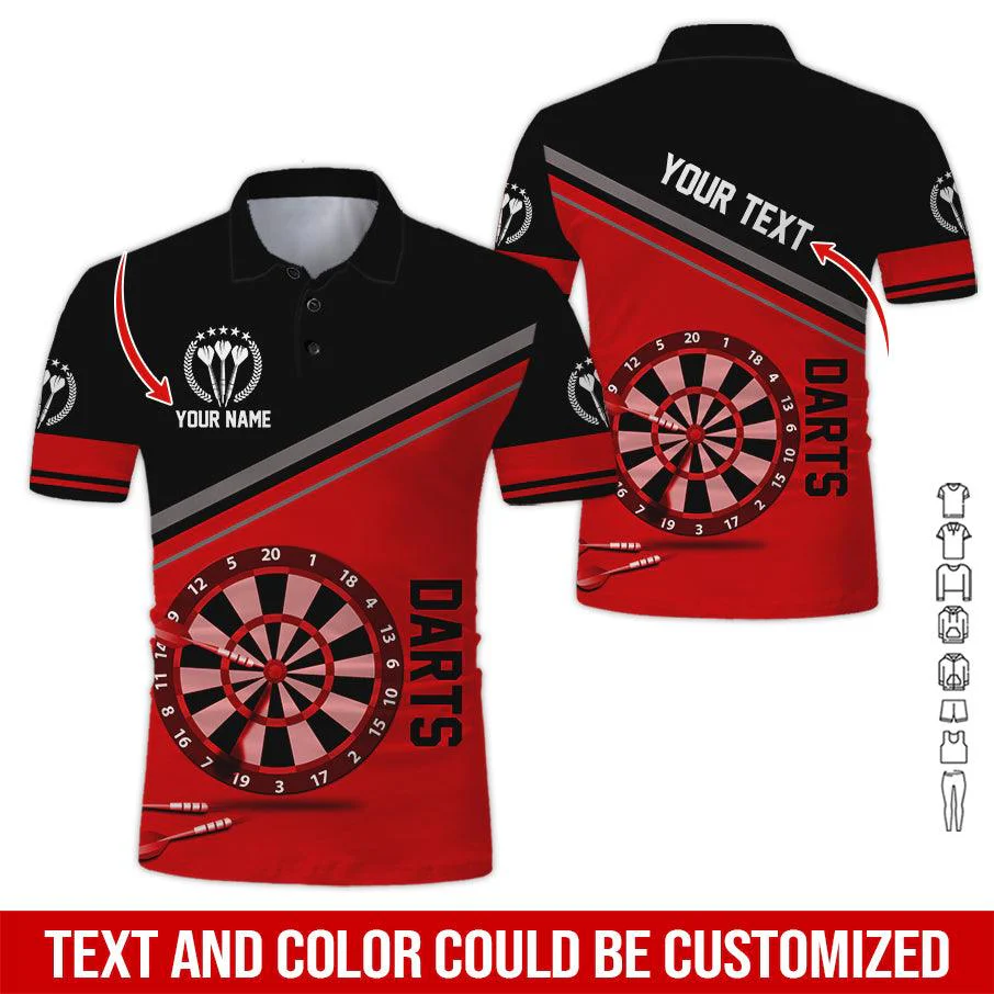 Customized Name & Text Darts Polo Shirt, Darts Personalized Name Polo Shirt For Men - Perfect Gift For Darts Lovers, Darts Players